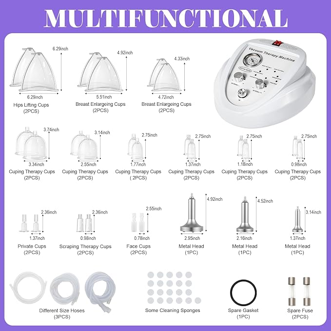 Vacuum Therapy Machine Body Massage Cupping Machine with 24 Pcs Vacuum Cups and 3 Pumps Body Shaping Spa Skin Machine for Butt Breast and Body Shape Massage Cupping Therapy Set