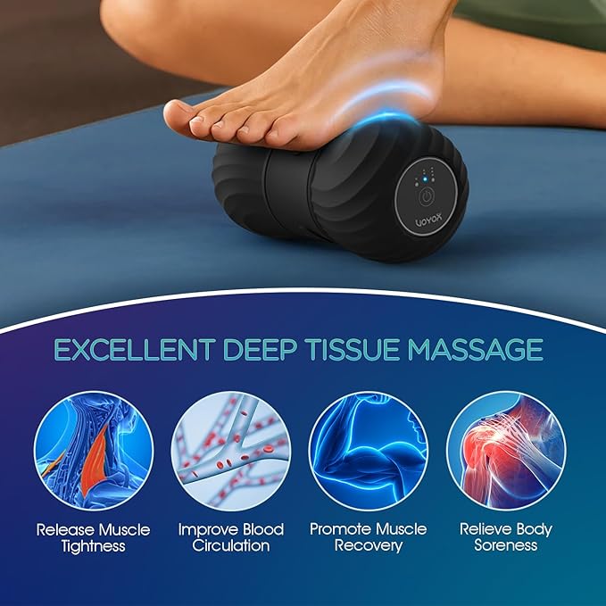 VOYOR-HEALTH Vibrating Peanut Massage Ball Roller Electric Double Lacrosse Massage Ball with 4 Intensities for Muscle Pain Relief Rechargeable Deep Tissue Massage Yoga Sports Fitness MB300 (Black)