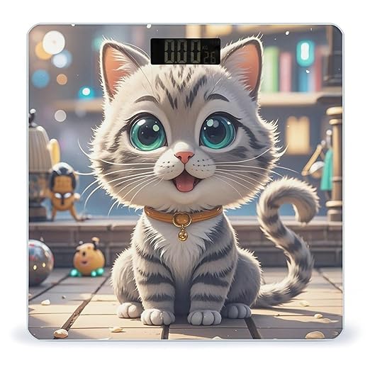 Cute Cartoon Animal Kitten Smart Scale for Body Weight Accurate Bathroom Scale with LED Display Digital Weight Scales Weighing Machine High Precision Scales for Bath Home