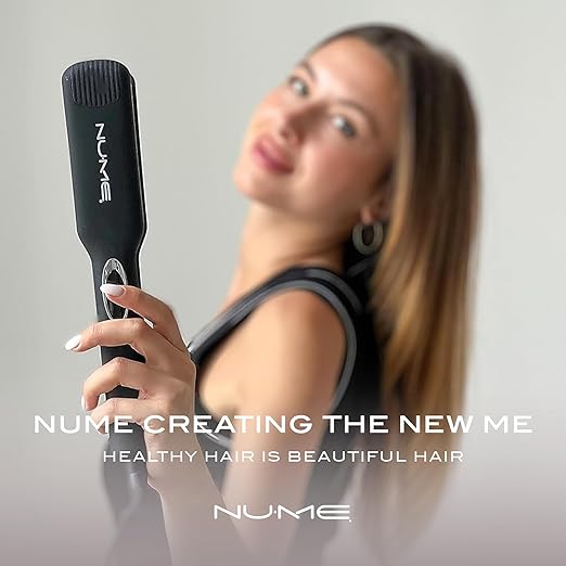 NuMe Megastar X Hair Straightener Tourmaline Flat Iron – 1.75 Inch Floating Plates Hair Straightener with Negative Ion Booster Infrared Light Strip Ultra-Smooth and Shiny Results for All Hair Types