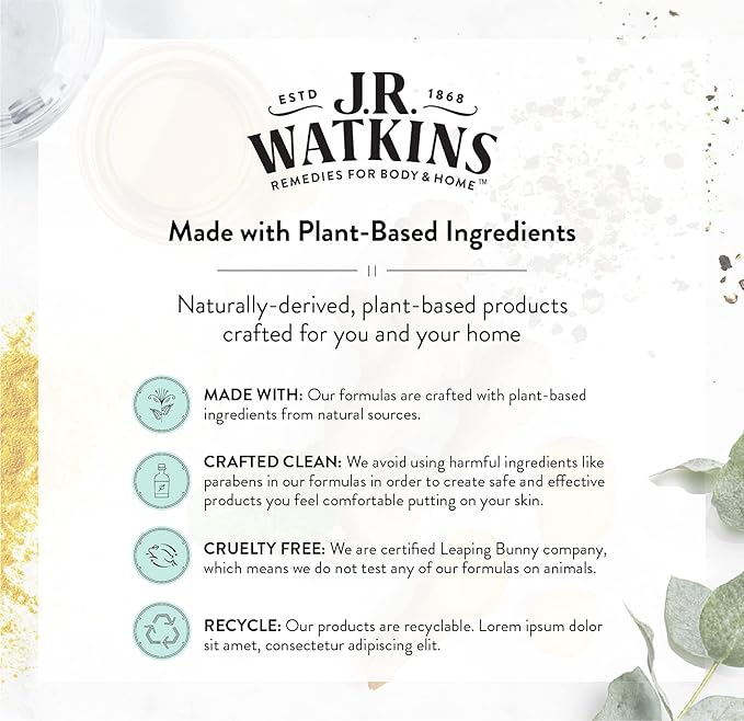 J.R. Watkins Natural Daily Moisturizing Body Wash Hydrating Shower Gel for Men and Women Free of SLS Cruelty Free Sandalwood Vanilla 18 fl oz 6 Pack