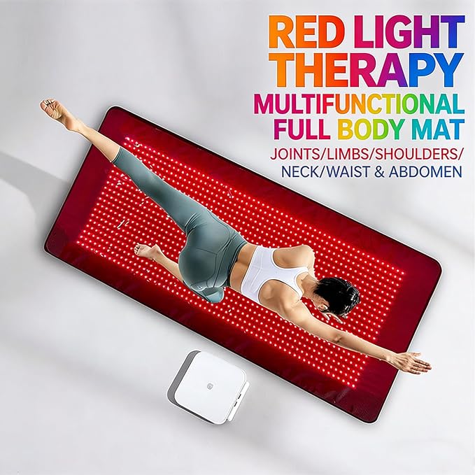 Far Infrared Therapy Mat with Red &amp Near Infrared Light Portable Red Light Therapy Blanket Dual Wavelength Red Light Pad for Pain Relief Improved Circulation
