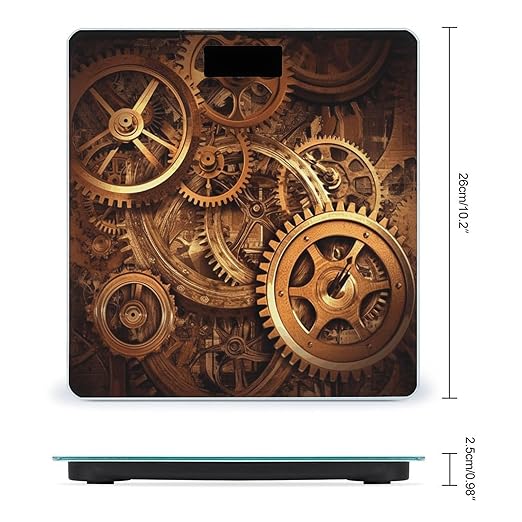 Cool Steampunk Gears Digital Bathroom Scale for Body Weight Weighing Scale with Backlit LCD Display High Precision Measurements &amp Measures Weight Up to 180kg