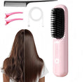 Cordless Hair Straightener Brush 2026 New Portable Hair Straightener Fast Heating Ceramic Brush USB Rechargeable for Women Short Long Hair Travel Vacation Home Use (Pink)