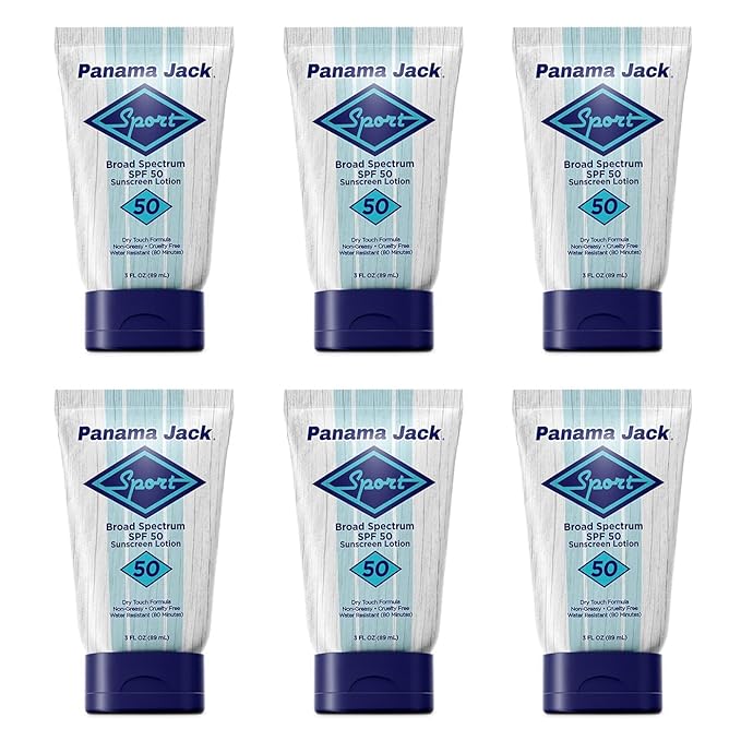 Panama Jack Sport Sunscreen Lotion - SPF 50 Broad Spectrum UVA/UVB Protection Non-Greasy PABA Paraben Gluten &amp Cruelty Free 3 FL OZ (Pack of 2)