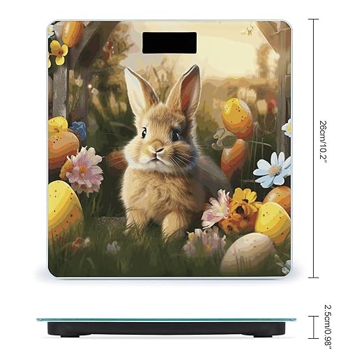 Easter Bunny Spring Butterfly Bathroom Scale for Body Weight Bathroom Digital Electronic Weighing Scale with Back Lit LED Display Sturdy Tempered Glass Weight Watchers Scales 400lb