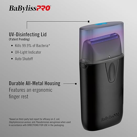 Bundle of BaBylissPRO UVFOIL Single Foil UV-Disinfecting Metal Shaver + BabylissPRO® UVFOIL Single Replacement Foil with Cutters Matte Black