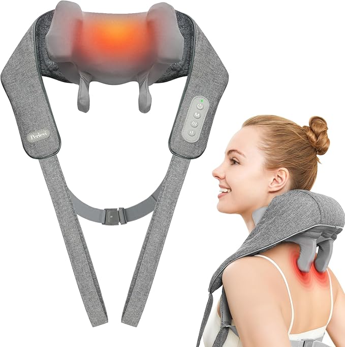 Cordless Neck and Shoulder Massager with Heat Rechargeable Shoulder Massager for Pain Relief Deep Tissue 6D Shiatsu Kneading Massage for Neck and Shoulde Pain Gifts for Mom&ampDad