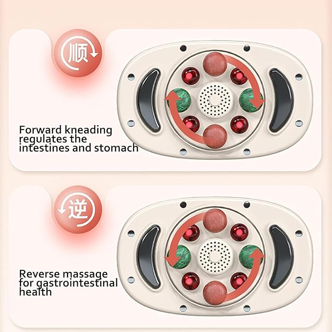 Abdominal Stomach Massager Electric Bian Stone Tummy Kneading Instrument with 35mm Diameter Large Meteorite 3 Levels Intensity and Clockwise/counterclockwise Adjustable for Abdominal