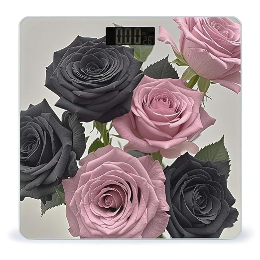 Rose Color Blush and Black Bathroom Scale Digital Weight Scale Precision 400 Lbs Weighing Scales Large with LCD Backlight Display BMI Measures