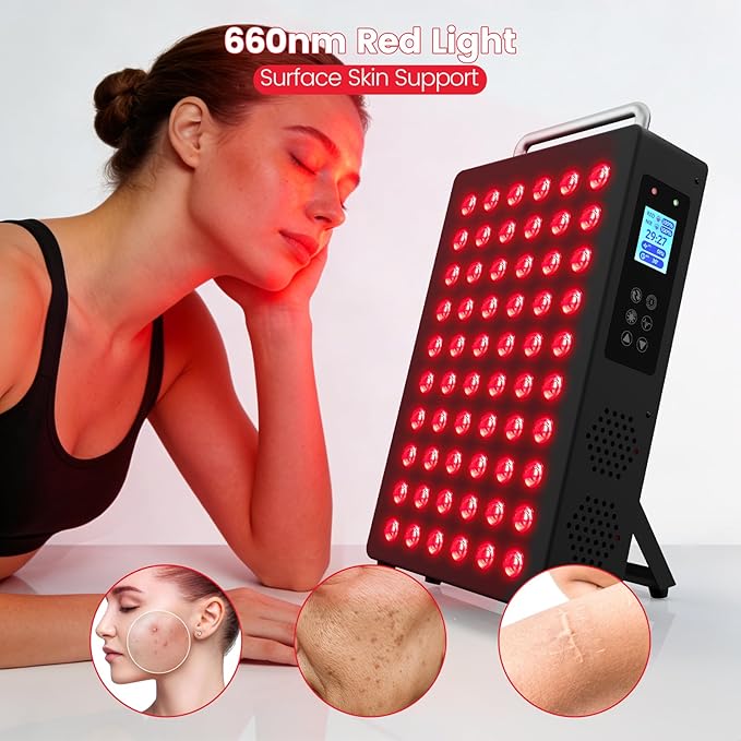 Red Light Therapy Device for Face &amp Body 300W Led Light Therapy Panel with 1.77 LCD Screen 660nm Red &amp 850nm Near Infrared Light 9 Pulse Modes for Skin Care &amp Muscle Recovery