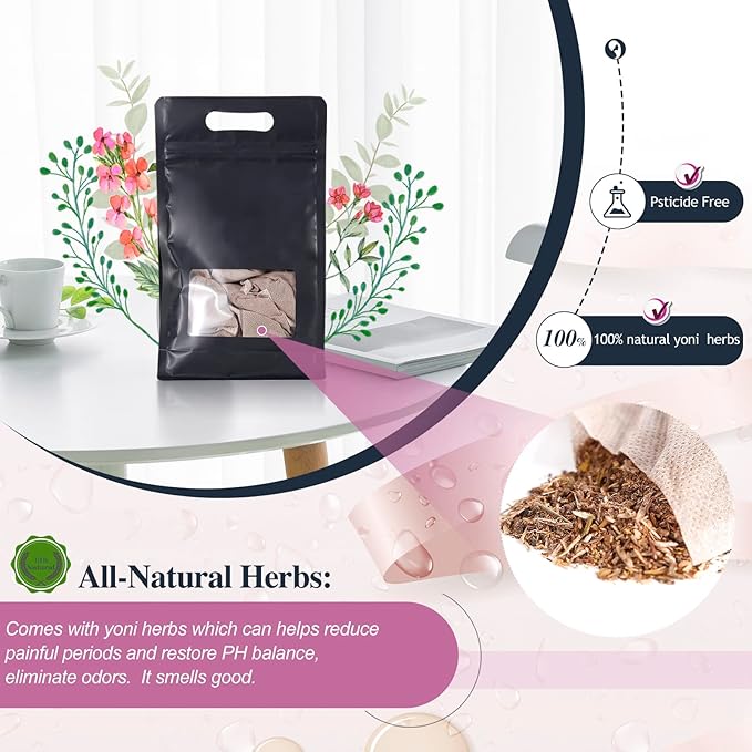 Yoni Seat Kit Steaming Seat with Yoni Herbs (20 Bags) &amp U Cushion V Steam at Home Kit for Feminine Odor PH Balance Postpartum Care Cleansing and Moisturize Support