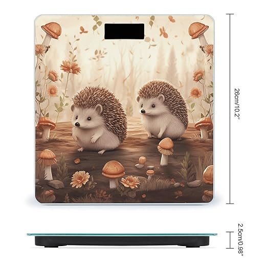 Digital Bathroom Scale for Body Weight Scale with Bright LCD Display High Accuracy Step-On Technology Auto On/Off Nature Lovely Hedgehog Lovers Digital Scales 400 Lbs /180kg
