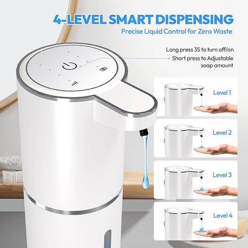 2 Pack Automatic Soap Dispenser TouchlessLiquid Hand Soap Dispenser 12.8oz Electric Wall Mounted Smart for Bathroom and Kitchen Dish SoapEasy for Toddlers(White)