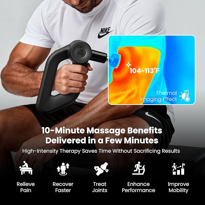 BOB AND BRAD D6 Ultra Massage Gun with Infrared Light Deep Tissue Percussion Massager Gun with 16mm Amplitude Professional Muscle Massager for Athletes Electric Handheld Massager