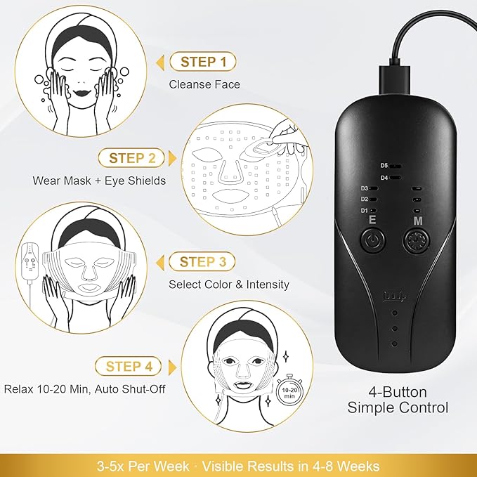 Red Light Therapy Mask for Face - 210 LED 7 Color Light Therapy Face Mask Wireless Rechargeable Photon Skin Care Device Anti Aging Wrinkles Acne Treatment Home Spa Beauty Facial Mask