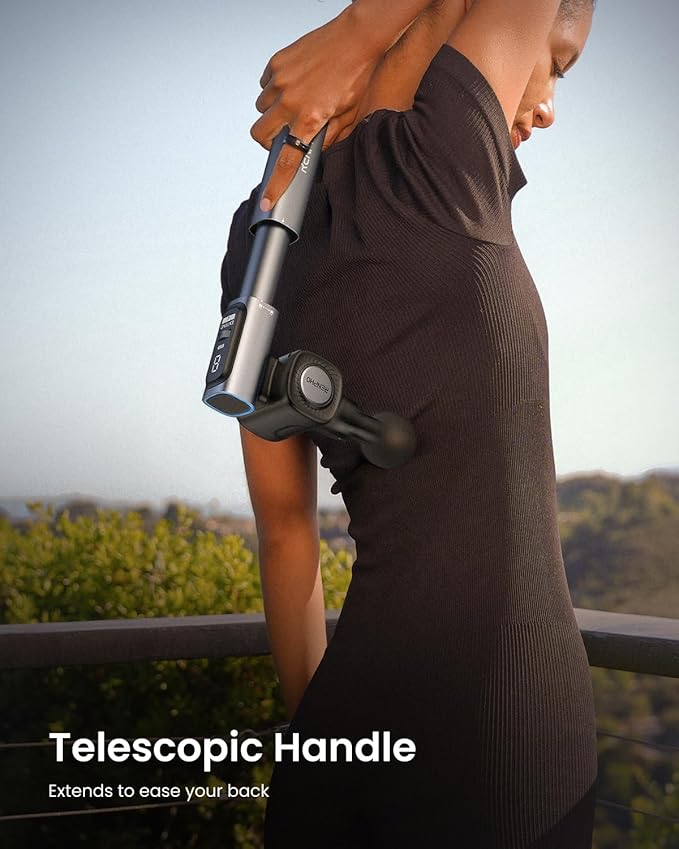 RENPHO Massage Gun with Adjustable Angles and Extension Handle Handheld Back Massager Percussion Muscle Massager Deep Tissue with Portable Carry Case for Men Women Extend 2