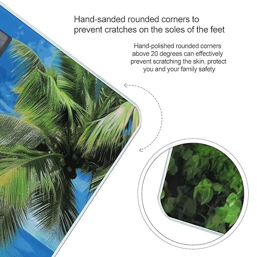Tropical Palm Tree Hawaii Beach Bathroom Scale Weight Scale for Body WeightHighly Accurate Digital Weighing Machine Clear LED Display Digital Bathroom Body Scale 400lb/182kg