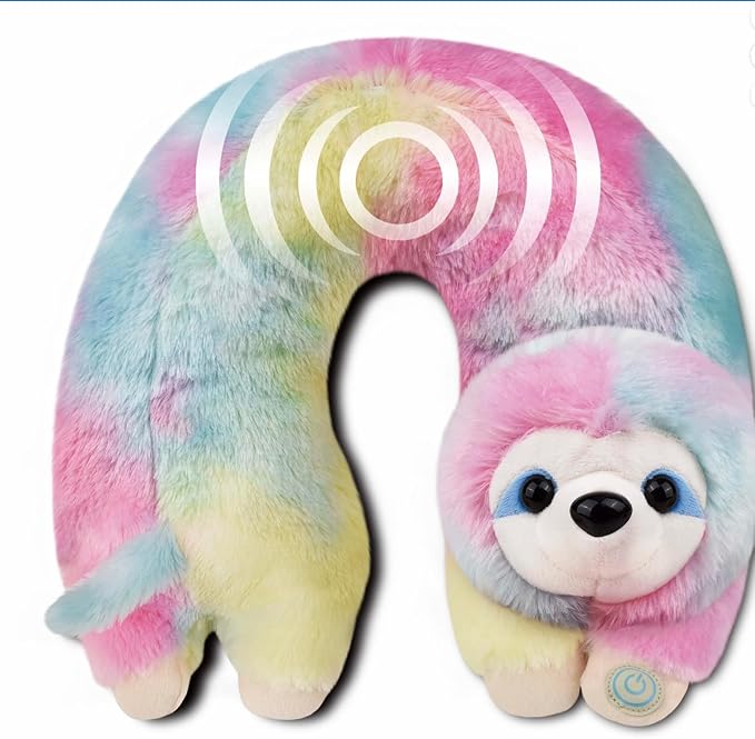 Neck Massager Gift with Relaxing Vibration U Shaped Lightweight- Rainbow Sloth