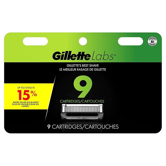 GilletteLabs Razor Blade Refills Ultimate Precision Trimmer 5 Bladed Refills Compatible with Exfoliating Bar and Heated Razors 9 Count