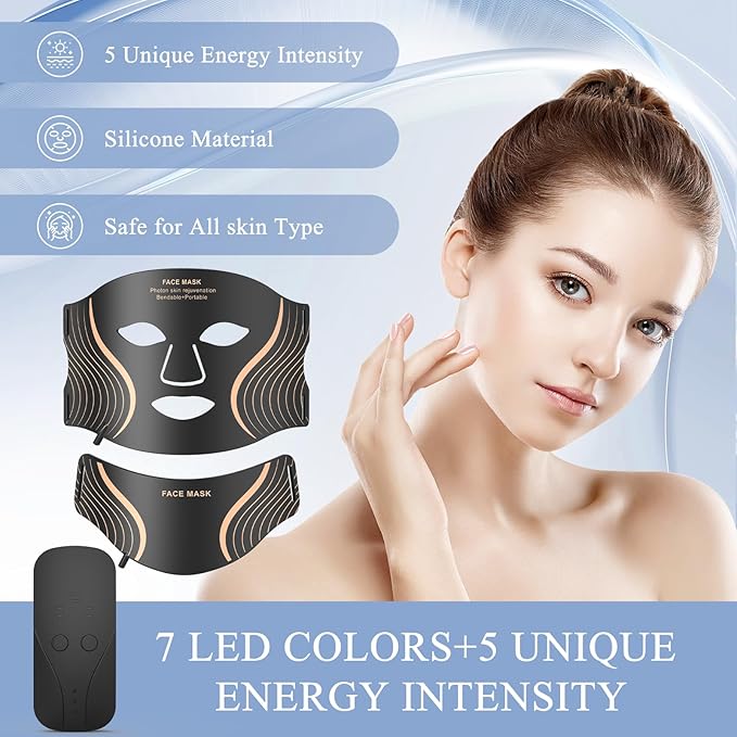 Red Light Therapy for Face &amp Neck 7in1 LED Light Therapy Mask Rechargeable Red Light Therapy Mask 103 3-in-1 Fusion LED Beads Anti-Aging Skin Firming &amp Radiant Glow at Home