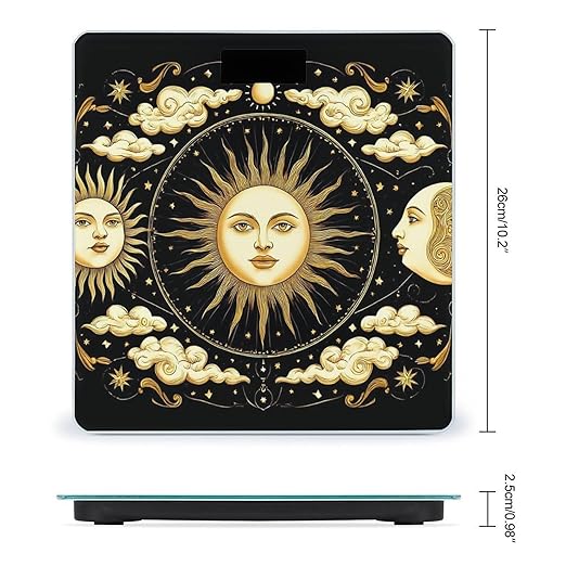 Smart Scale for Body Weight Automatic Switch Digital Bathroom Weighing Scale Sun Crescent Moon Stars Astrology Tarot Cards