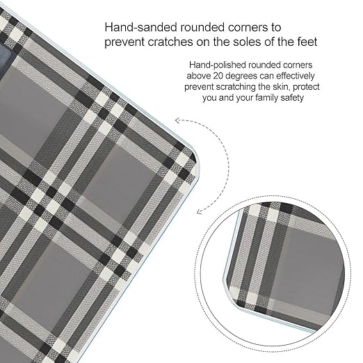 Gray Plaid Lines Bathroom Scale for Body Weight LCD Display Digital Bathroom Scale Tempered Glass Bathroom Weight Scales Fashion Smart Scales for Home Bedroom 400 Lb