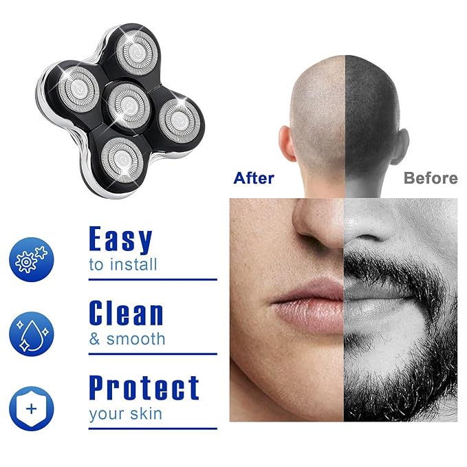 5 Blade Shaver Replacement Head Compatible with Skull Shaver for Pitbull Gold PRO/Pitbull Platinum Pro Shaver Heads (2 Pack