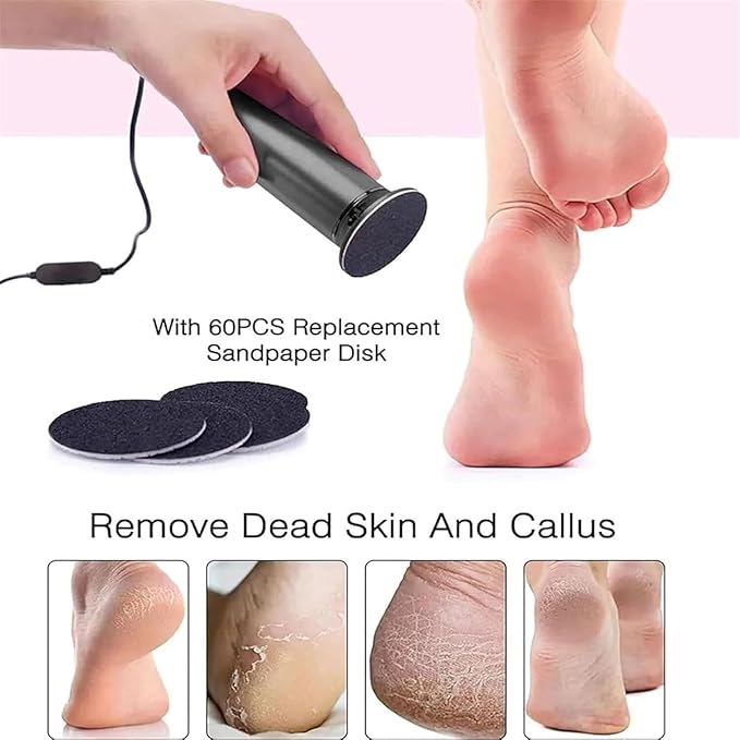 Electric Foot Callus Remover 2024 New Electric Foot Callus Remover with Speed Controller and 60pcs Sanding Discs Dermave Foot Grinde for Men Women Dead Dry Crack Skin CallusesBlack