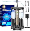 Electric Toothbrush with Water Flosser Upgraded 2.0 Electric Toothbrush for Adults 5 Floss Speeds &amp 3 Modes with 3 Brush + 1 Nozzle 500ML Tank IPX7 Waterproof for Braces &amp Gum Care (Black