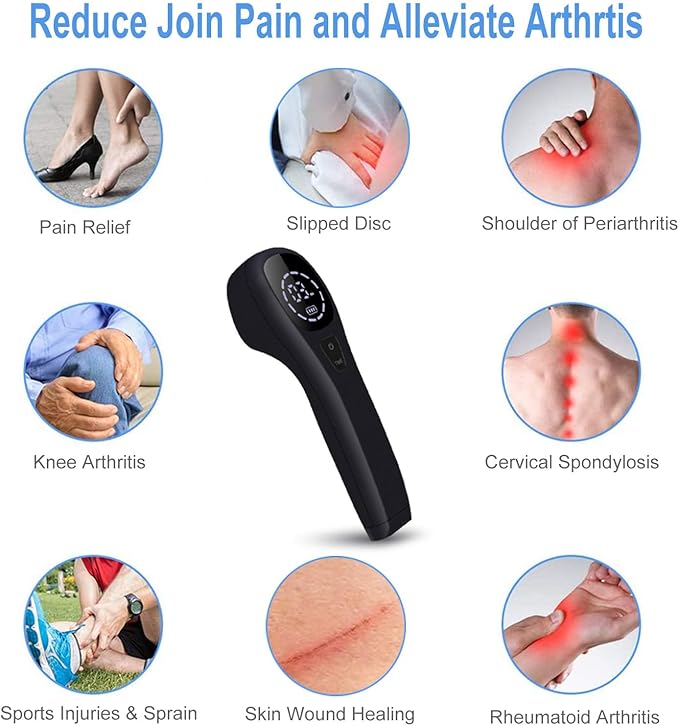 Red Light Therapy Device for Pets/Human Infrared Light Therapy for Joints &amp Muscles Pain Relief Handheld Cold Laser Therapy Device for Face and Body with 2 Wavelenghth (808nm+650nm)