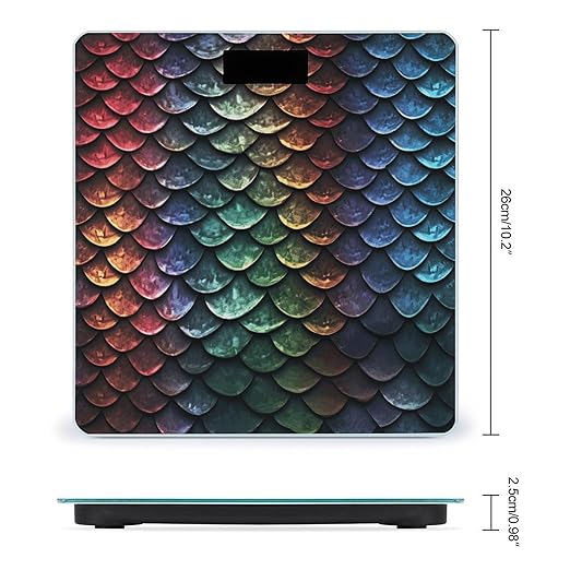 Dragon Scale Scale for Body Weight Anti-Slip Tempered Glass Digital Bathroom Scales Clear LCD Display Weighing Scale Safe Rounded Corners Smart Scales