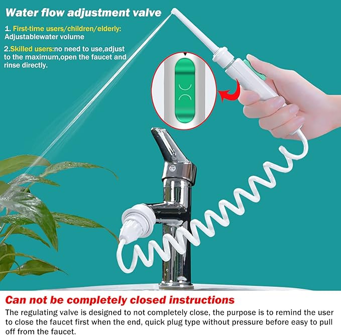 Water Dental Flosser Teeth PickPortable Water FlosserOhyesbae Water tap Water Picks for Teeth Cleaning(No Electric Power)Water Dental Picks for Travel Home Use (Family)