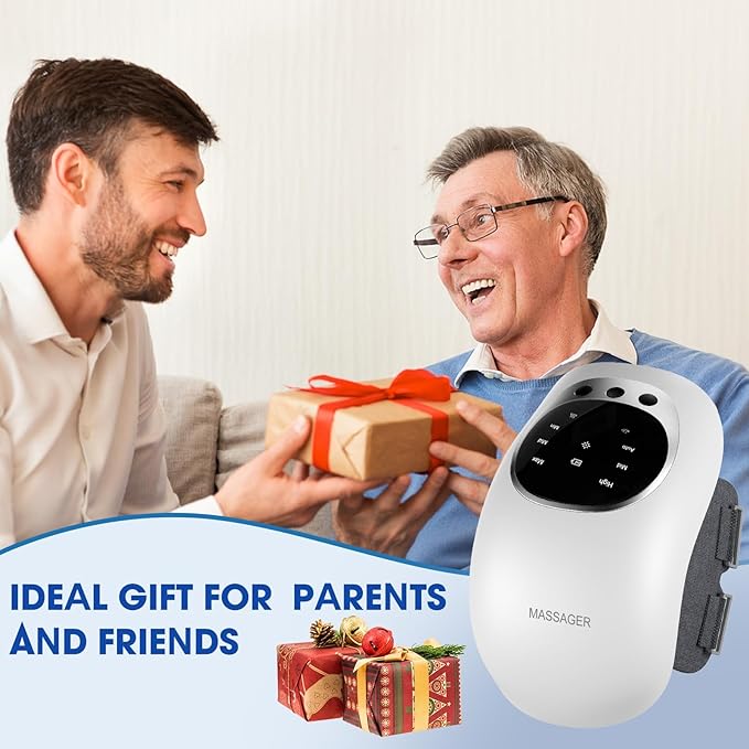 Cordless Knee Massager with Heat 3-in-1 Smart Portable Knee Massager with Multi-Function LED Screen 3 Vibration Modes and Heating Levels LED Vitality Joints Massager Gifts for ElderMom Dad