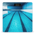 Blue Swimming Pool Scale for Body Weight Safe Rounded Corners Tempered Glass Digital Bathroom Scale LED Display 400lb Capacity Weight Scales with High Precision Sensors