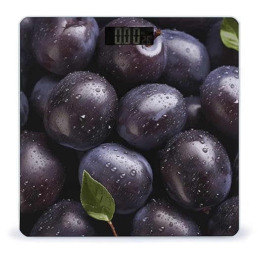 Some Purple Plums Scale for Body Weight Highly Accurate Digital Bathroom Scale Sturdy Tempered Glass Weighing Scales with LCD Display Fashion Body Fat Smart Scales 400lb