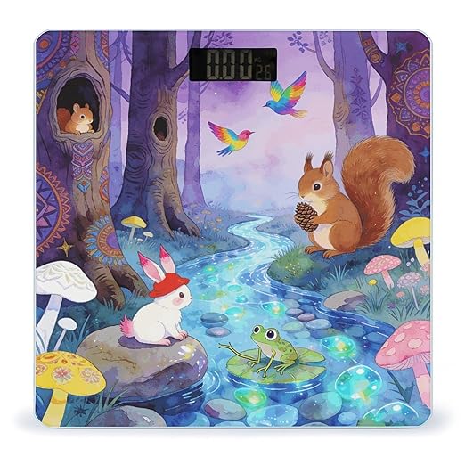 Fairy Tale Forest Smart Scale for Body Weight Digital Bathroom Scale Toughened Glass Weight Scale with Large LCD Backlight Display High Precision Scales Weighing Machine