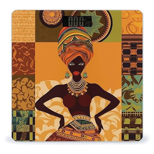 African Woman Bathroom Scale Large LCD Backlight Display Digital Scale Rounded Corners Body Scales Automatic Power On/Off Bathroom Scales for Home Bedrooms