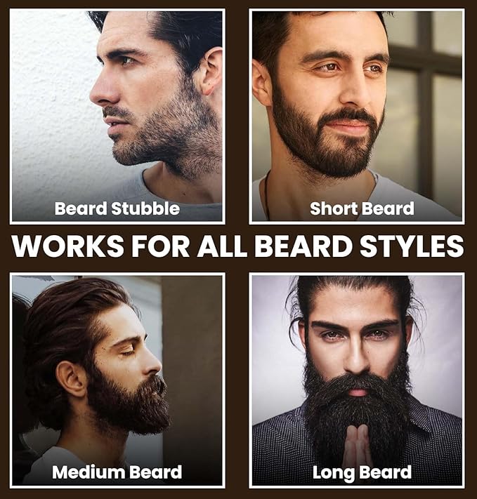 Beard Brush and Beard Comb Grooming Kit for Men Nylon Bristles Brush with Wooden Styling Comb Includes Carry Pouch