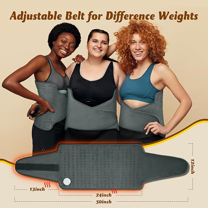 Heating Pad for Back Electric Heating Pad for Period Cramps Wrap Around Heated Pad for Waist Stomach Neck Shoulders with Belt Anniversary &amp Birthday Gifts for Women Men Mom Dad Wife Husband