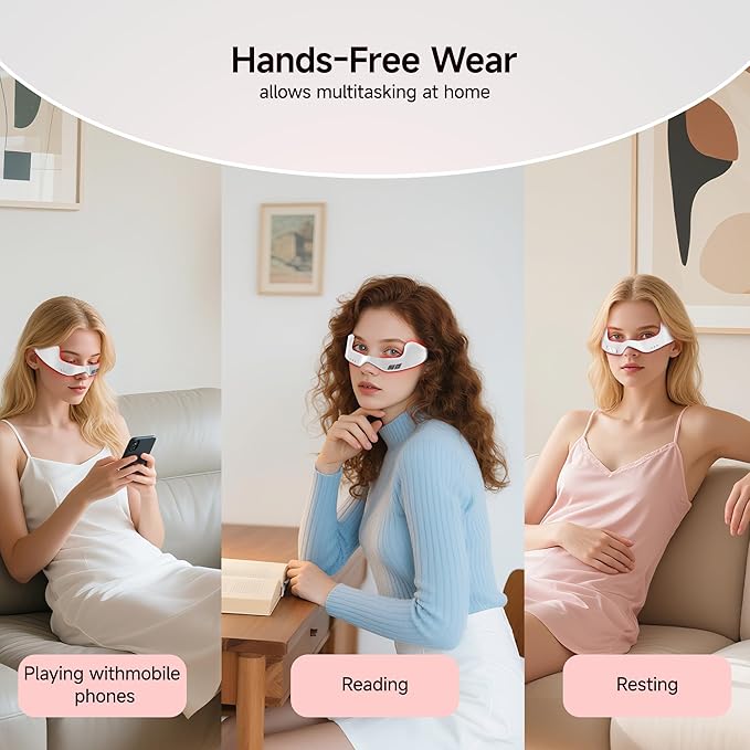 Red Light Therapy Eye Massager with Microcurrent – 3D Contour Design for Dark Circles Puffiness Eye Bags &amp Wrinkles – Under Eye Treatment Device for Fine Lines Rechargeable &amp Gentle for Dai