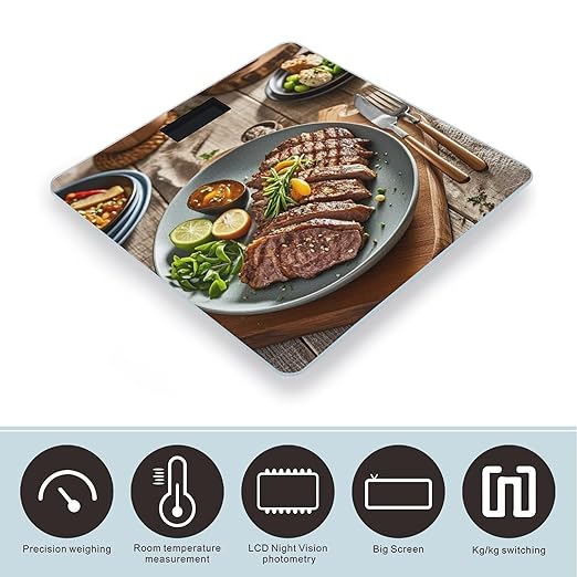 Delicious Grilled Meat Scale for Body Weight Smart Scales Digital Bathroom Scale High Precision Weighing Scales with Large Display Weighing Machine for People