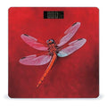 Dragonfly on Red Background Bathroom Scale Large LCD Backlight Display Digital Scale Rounded Corners Body Scales Automatic Power On/Off Bathroom Scales for Home Bedrooms