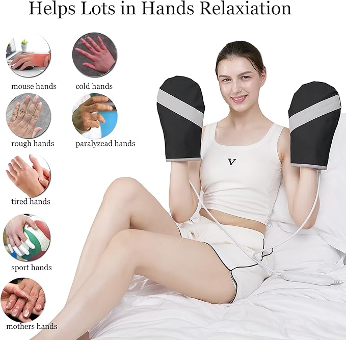 A Pair Electric Hand Massager Machine for Carpal Tunnel Pain Relief with 3 Modes Intensities 3 Heat Levels Fingers MassageBirthday Gifts for Women HusbandGifts for Women Men