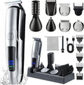 Beard Trimmer for Men Electric Razor for Mustache Body Nose Ear Hair FacialCordless Hair Clippers with Travel Bag for Blade Storage