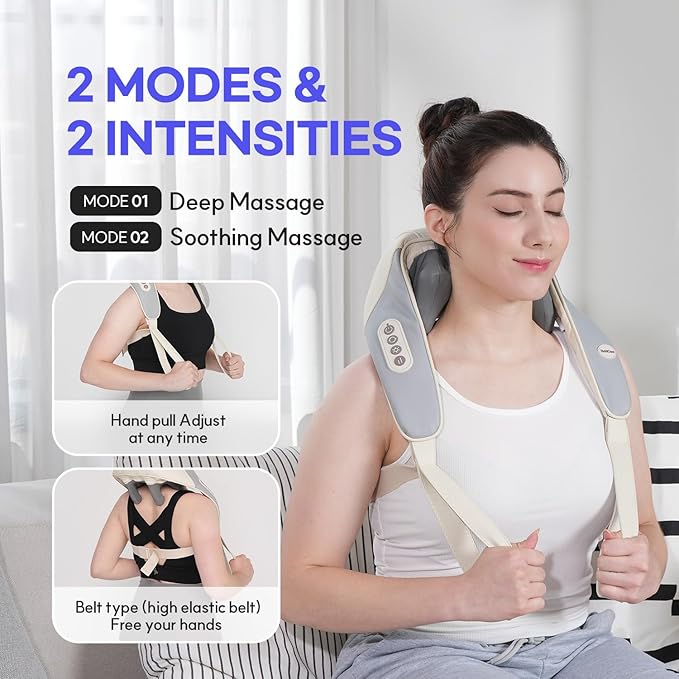 HuBDIC HubiCare Mini Neck Massager with Heat Cordless Electric Massager for Neck and Shoulder Upgarded 4D Deep Tissue Kneading Deep Massage at Home for Pain Relief Muscle Relaxation Gifts