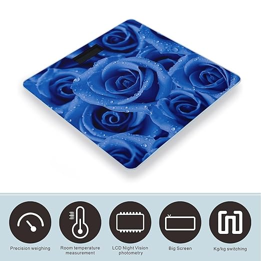Blue Rose Bathroom ScaleHighly Accurate Digital Weighing Machine for People Bright LED Display Weight Scale for The Aldult Home Use