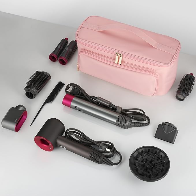CHICECO Hair Tool Travel Bag for Shark FlexStyle Airwrap Hair Dryer and Styling Accessories Tools Storage Bag Waterproof Travel Carrying Case Hair Tool Organizer Gift for Women (Pink)