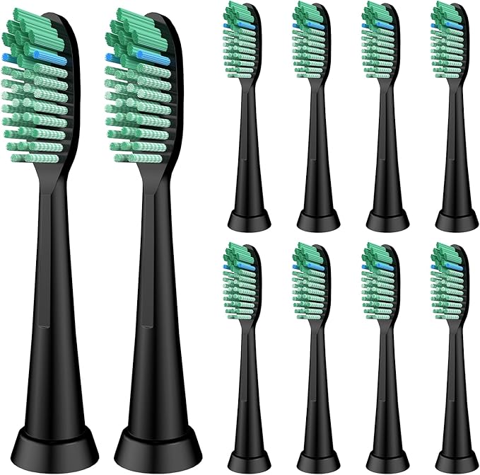 Toothbrush Replacement Whitening Heads Compatible with TAO Clean Sonic Electric Toothbrush - Brush Heads Refills Medium Bristles Black