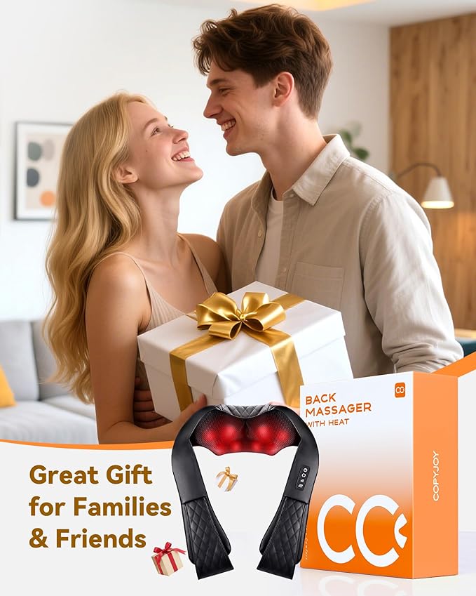 Neck Massager with Heat for Pain Relief Deep Tissue Shiatsu Neck and Back Massager Portable 4D Kneading Shoulder Massage Pillow for Body Muscle Pain Relief Gifts for Dad Mom Friends